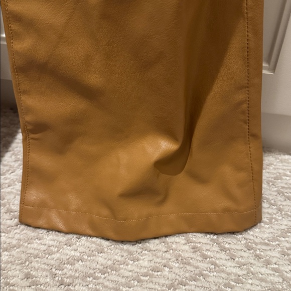 Veronica Beard Beverly Skinny Flare Pant Vegan Cognac Light Brown Leather 27 - Picture 8 of 12